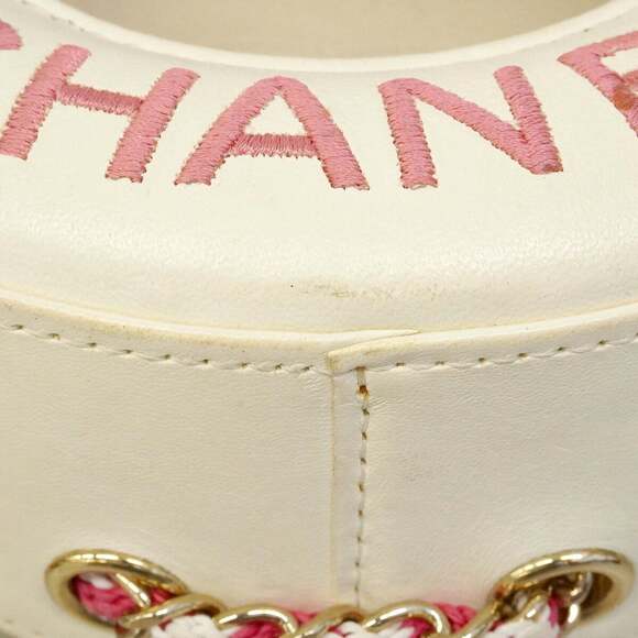 Chanel Shoulder Bag Chain Leather White Pink Champagne Women's P2454315 - Picture 11 of 15
